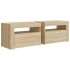 Mesitas de noche con luces LEDs 2 uds roble Sonoma 60x35x40