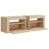 Mesitas de noche con luces LEDs 2 uds roble Sonoma 60x35x40