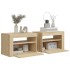 Mesitas de noche con luces LEDs 2 uds roble Sonoma 60x35x40