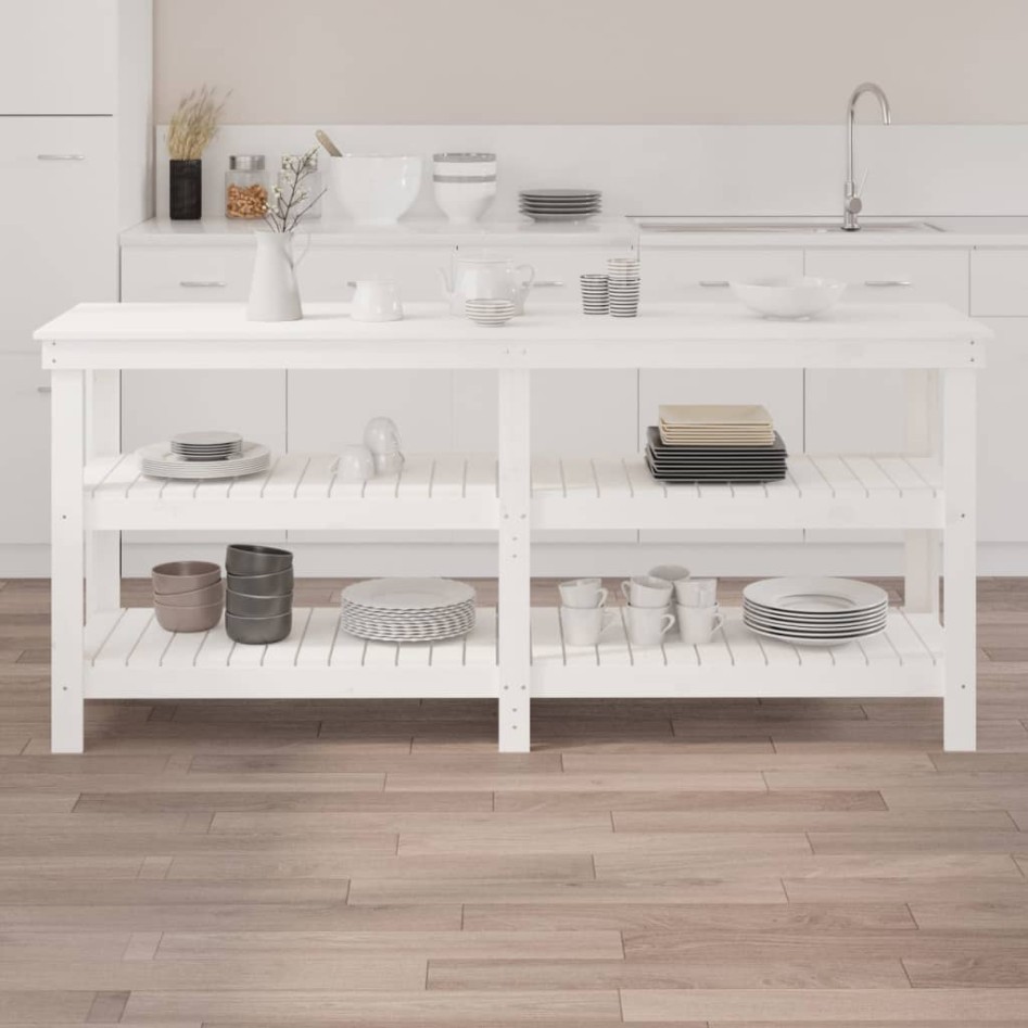 Banco de trabajo de madera maciza de pino blanco 181x50x80