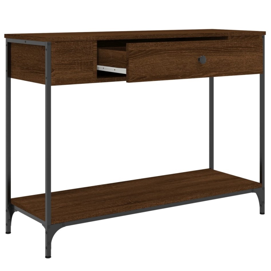Mesa consola madera de ingeniería marrón roble 100x34,5x75