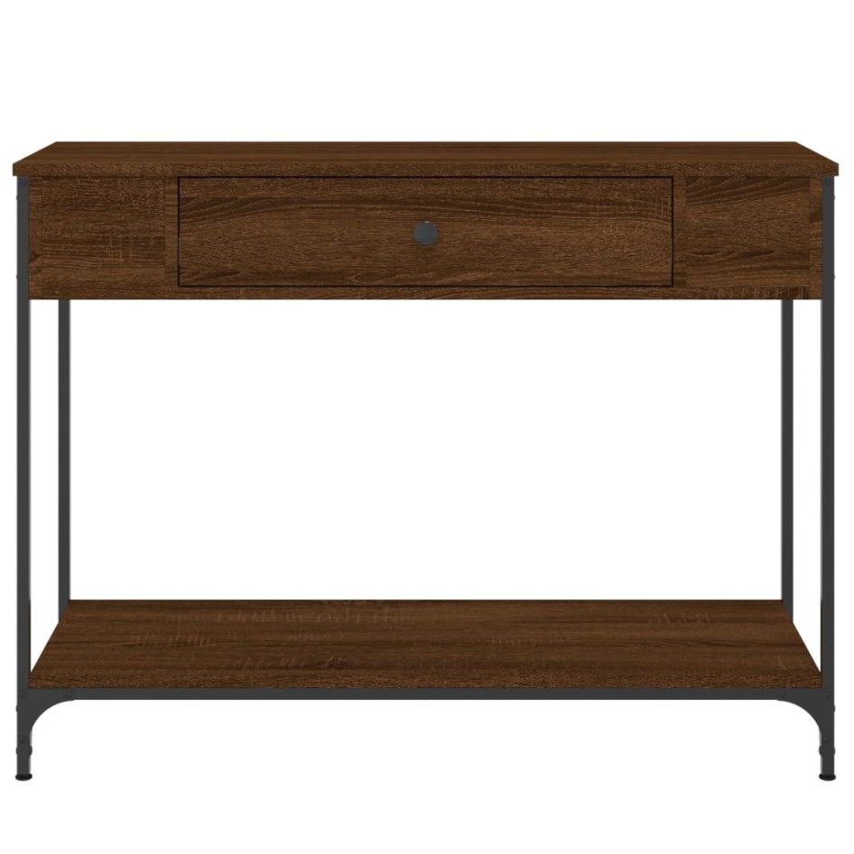 Mesa consola madera de ingeniería marrón roble 100x34,5x75