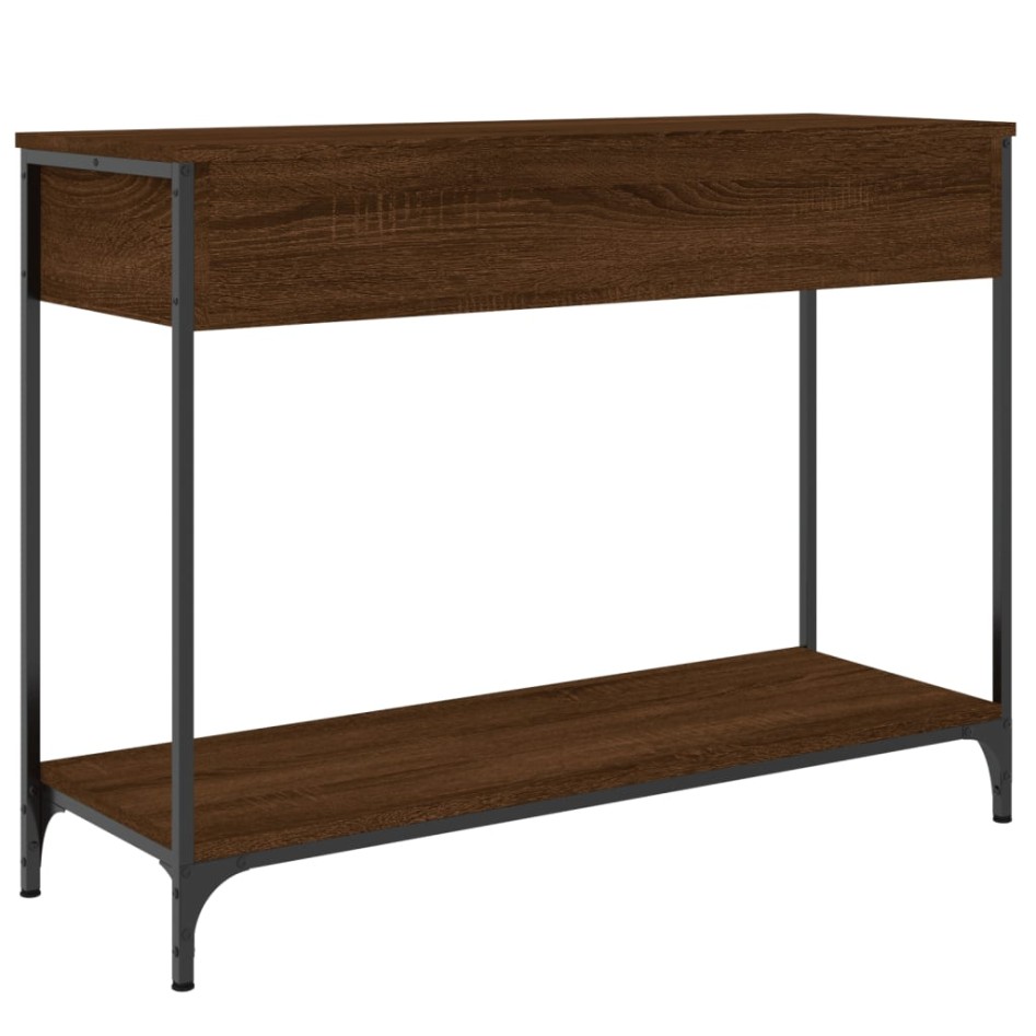 Mesa consola madera de ingeniería marrón roble 100x34,5x75