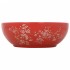 Lavabo sobre encimera redondo cerámica blanco y rojo Φ41x14