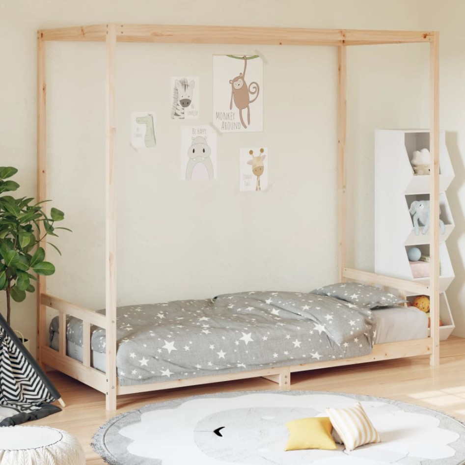 Estructura de cama para niños madera maciza de pino 90x200