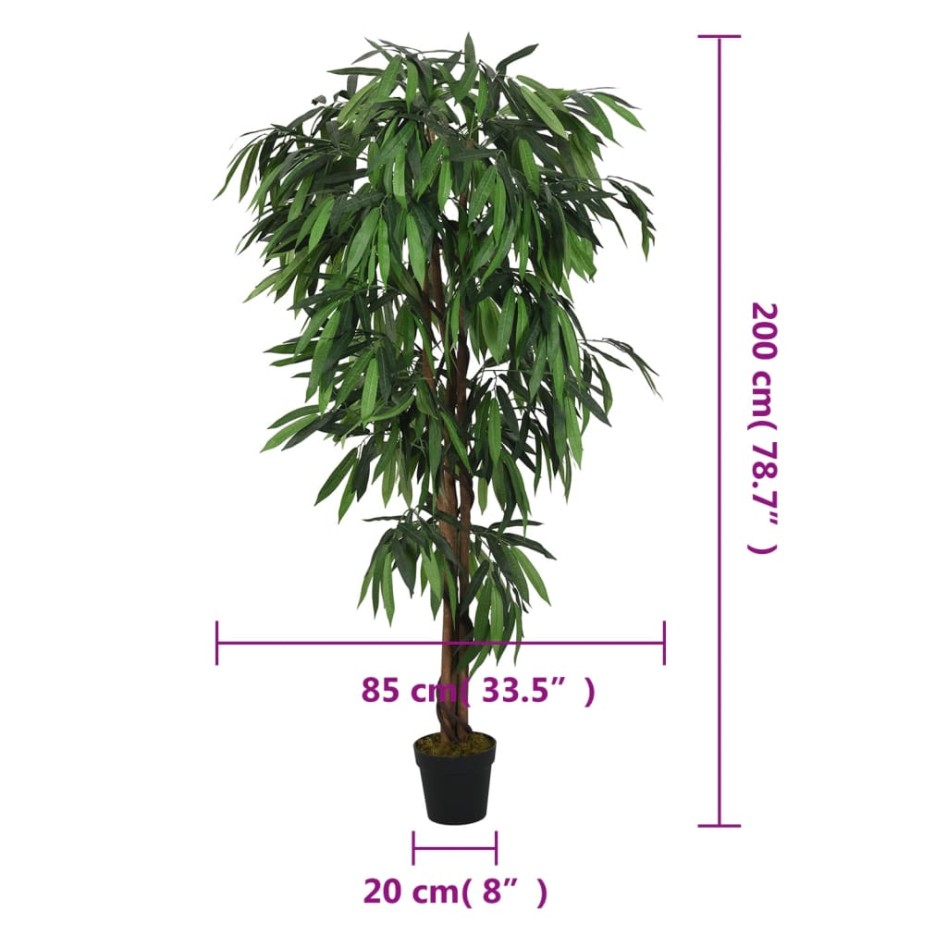 Árbol de mango artificial con 1050 hojas verde 200