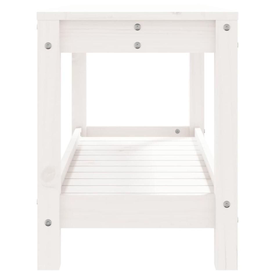 Banco de jardín madera maciza de pino blanco 82,5x35x45