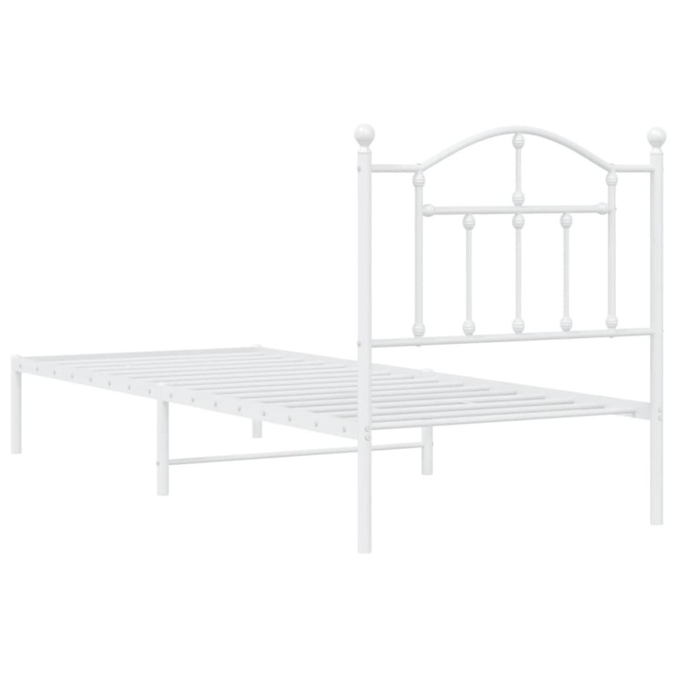 Estructura cama sin colchón con cabecero metal blanco 90x200