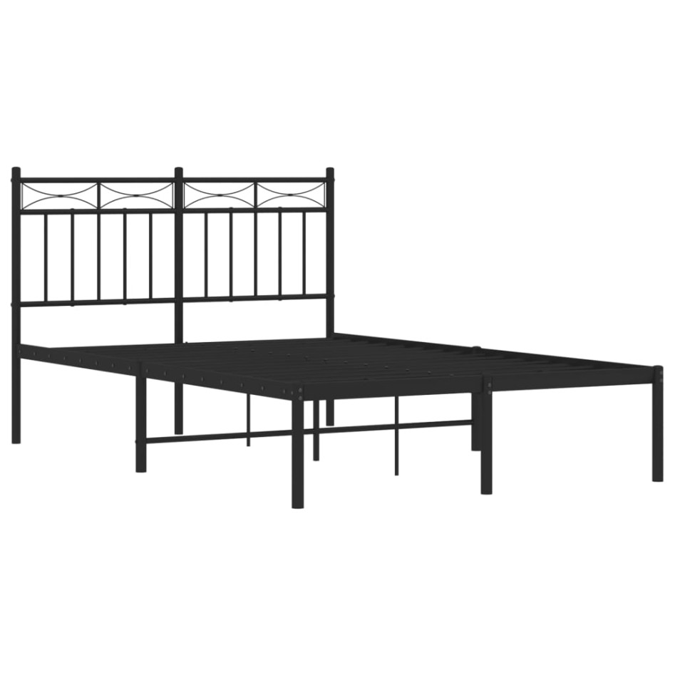 Estructura cama sin colchón con cabecero metal negro 120x200