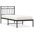 Estructura cama sin colchón con cabecero metal negro 80x200