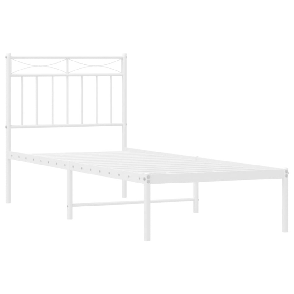 Estructura cama sin colchón con cabecero metal blanco 75x190