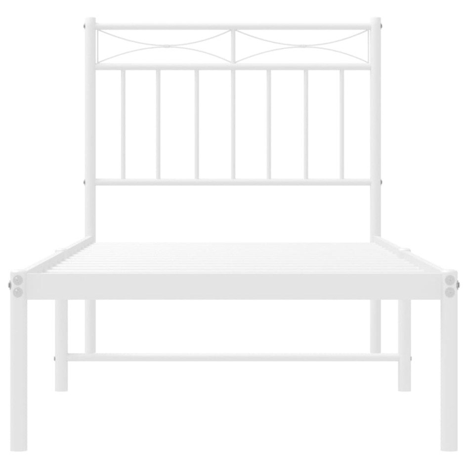 Estructura cama sin colchón con cabecero metal blanco 75x190