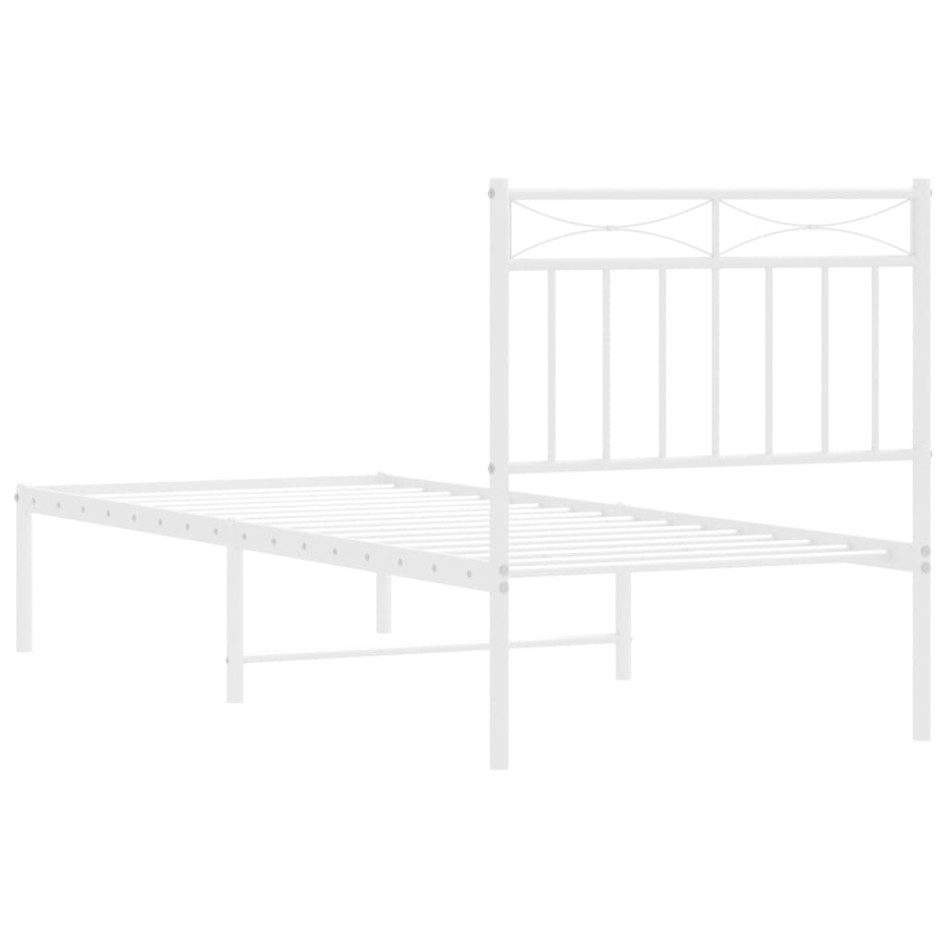 Estructura cama sin colchón con cabecero metal blanco 75x190