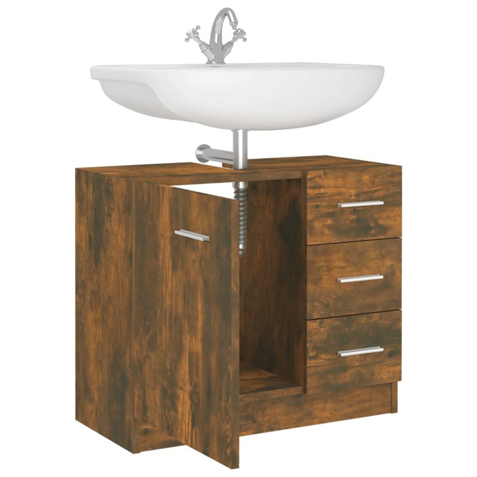 Mueble de lavabo madera contrachapada roble ahumado 63x30x54