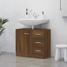 Mueble de lavabo madera contrachapada marrón roble 63x30x54