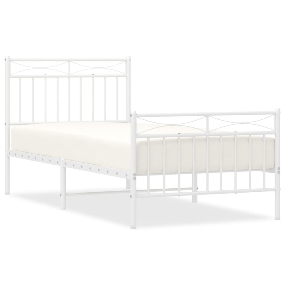Estructura cama sin colchón con estribo metal blanco 90x200