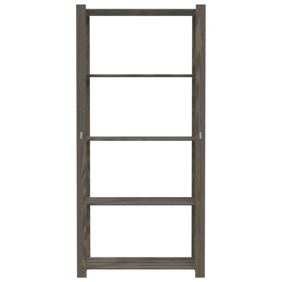 Estantería de 5 niveles madera maciza pino gris 80x38x170