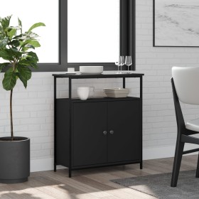 Aparador de madera de ingeniería negro 70x30x80