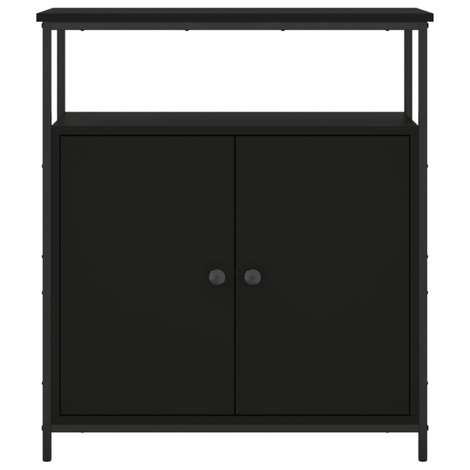 Aparador de madera de ingeniería negro 70x30x80