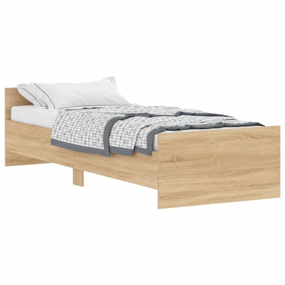 Estructura de cama sin colchón madera roble Sonoma 75x190