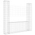 Cesta de gaviones forma de U 2 postes de hierro 140x20x150