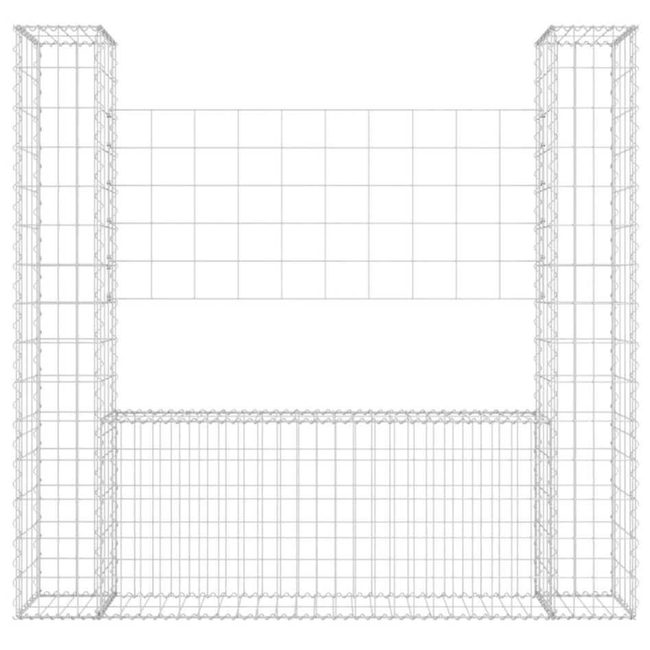 Cesta de gaviones forma de U 2 postes de hierro 140x20x150