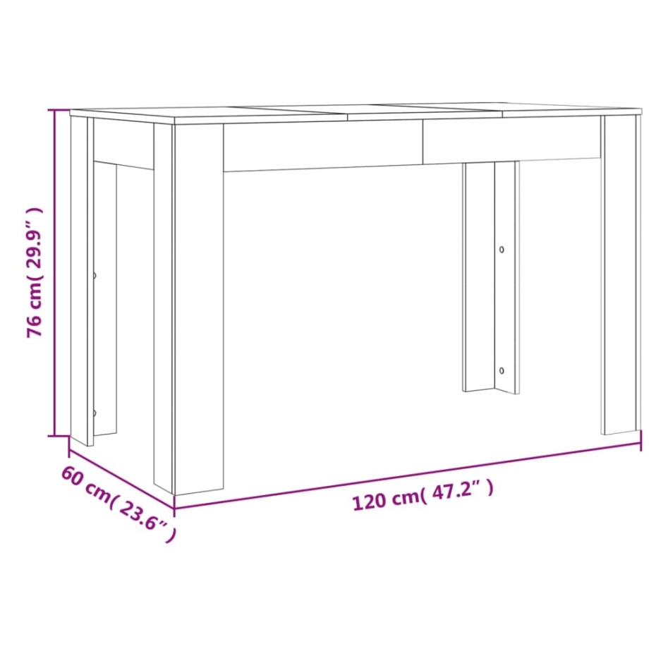 Mesa de comedor madera de ingeniería marrón roble 120x60x76
