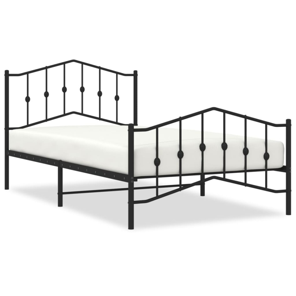 Estructura cama sin colchón con estribo metal negro 107x203