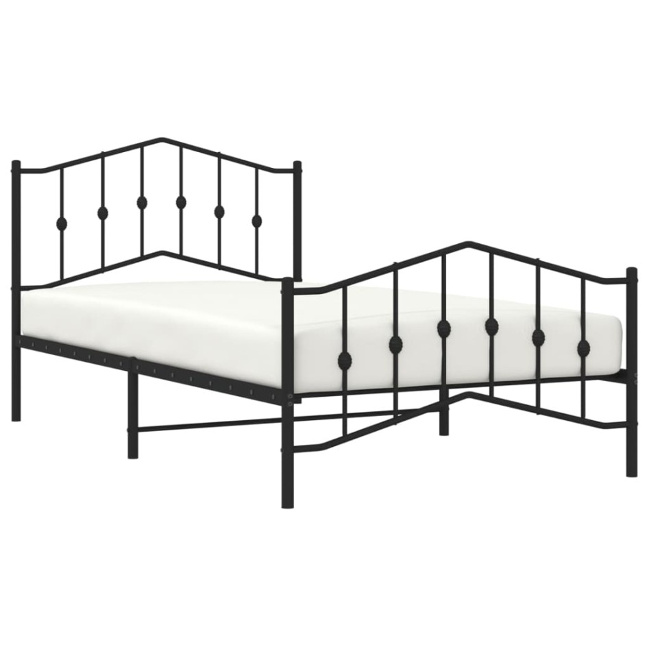 Estructura cama sin colchón con estribo metal negro 107x203