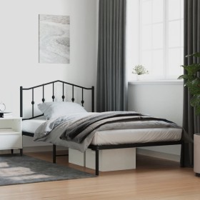 Estructura cama sin colchón con cabecero metal negro 107x203