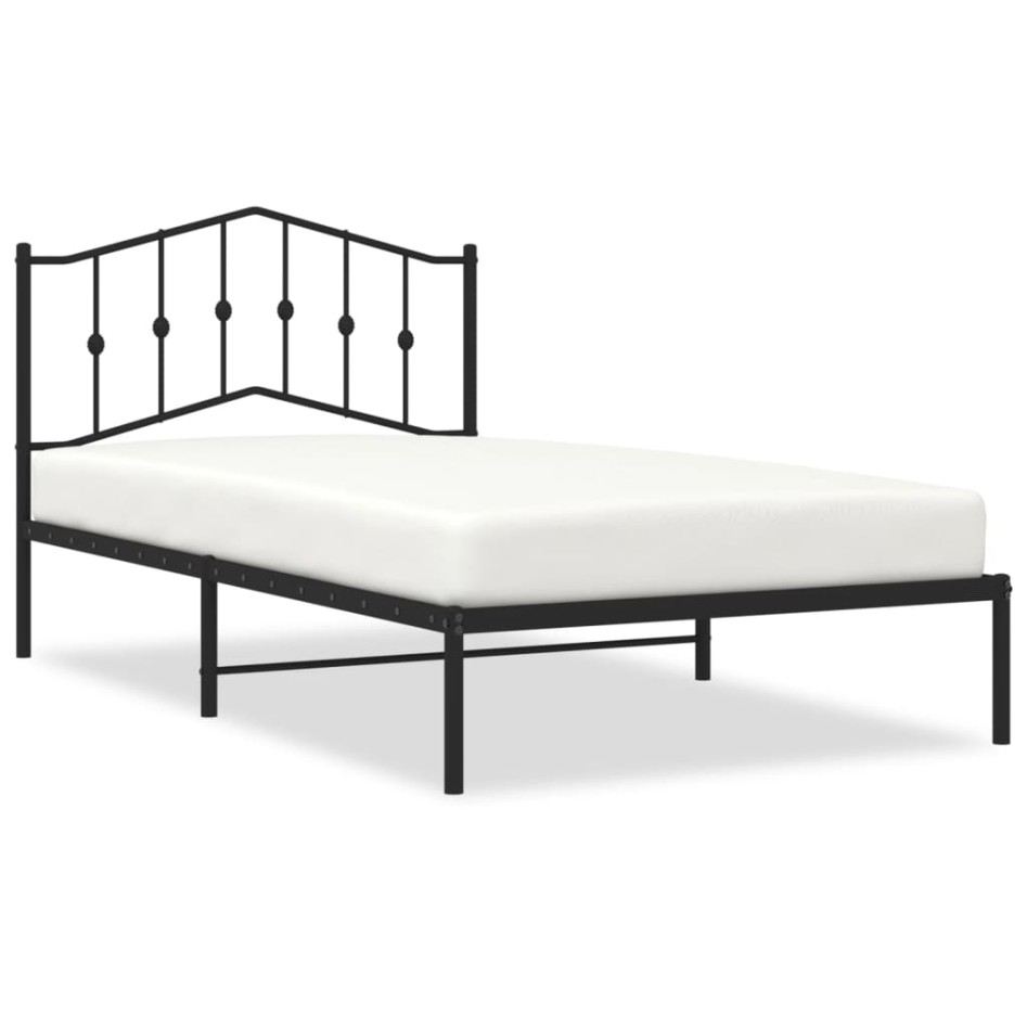 Estructura cama sin colchón con cabecero metal negro 107x203