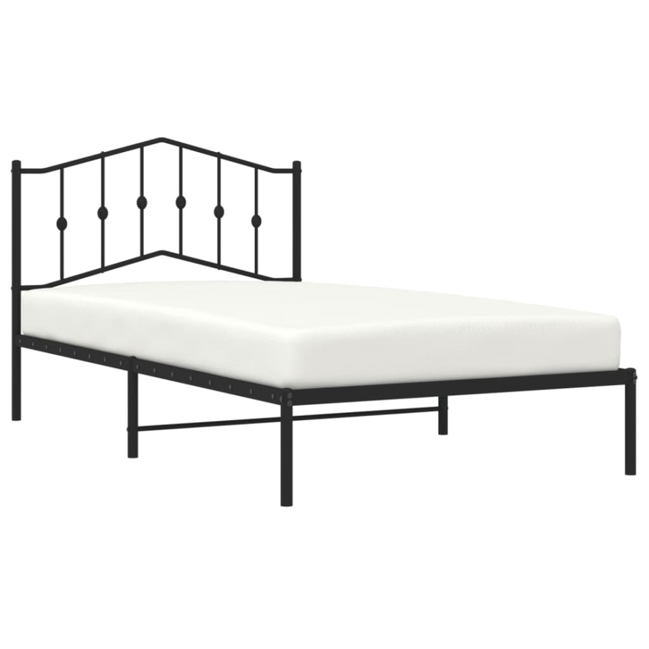 Estructura cama sin colchón con cabecero metal negro 107x203