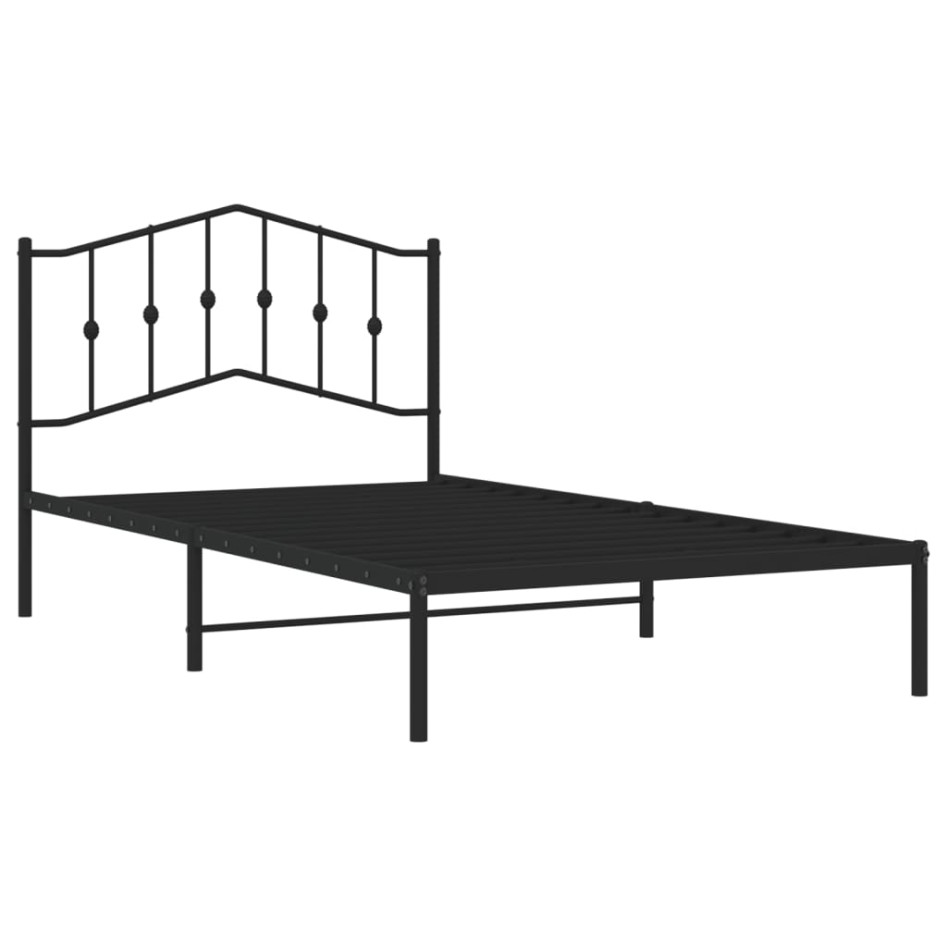 Estructura cama sin colchón con cabecero metal negro 107x203