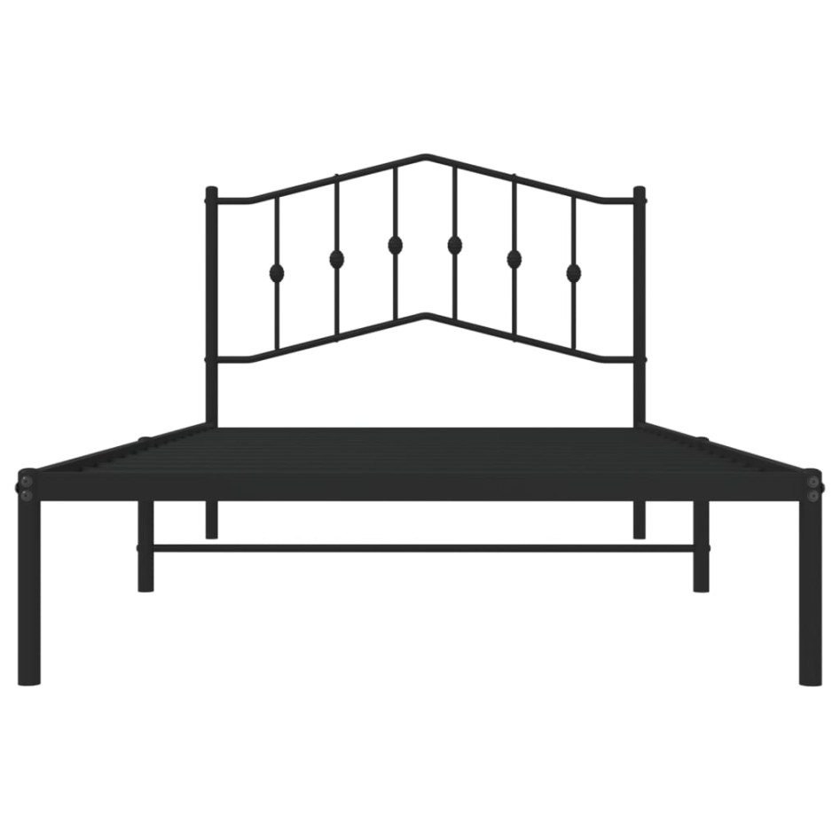 Estructura cama sin colchón con cabecero metal negro 107x203