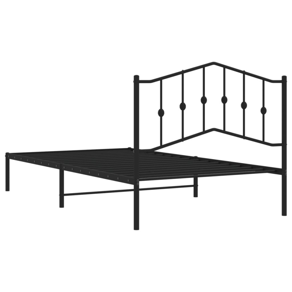 Estructura cama sin colchón con cabecero metal negro 107x203