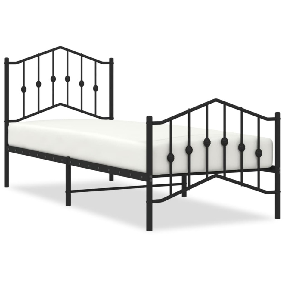 Estructura cama sin colchón con estribo metal negro 80x200
