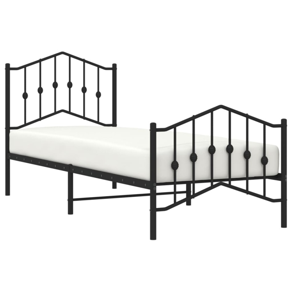 Estructura cama sin colchón con estribo metal negro 80x200