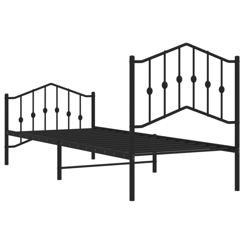 Estructura cama sin colchón con estribo metal negro 80x200
