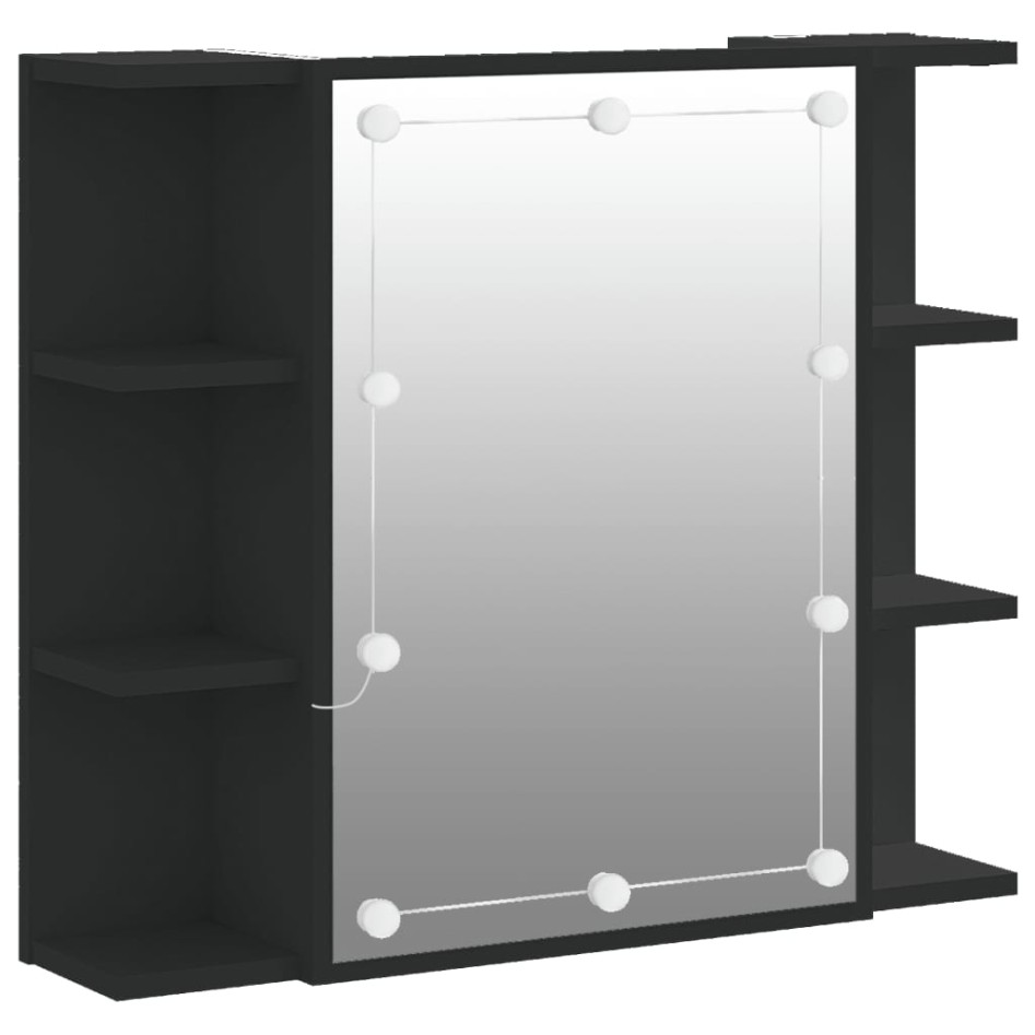 Mueble con espejo y LED negro 70x16,5x60