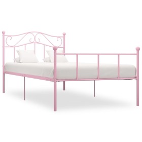 Estructura de cama metal rosa 100x200