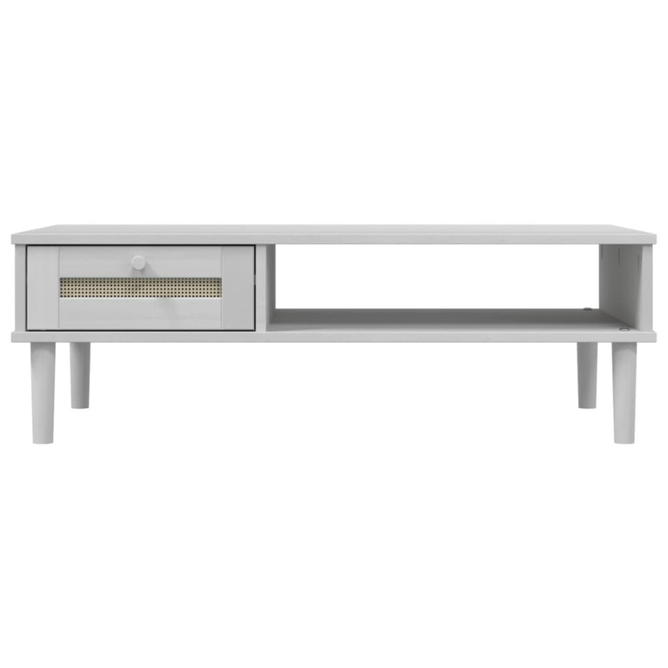 Mesa de centro SENJA aspecto ratán madera blanco 100x55x33