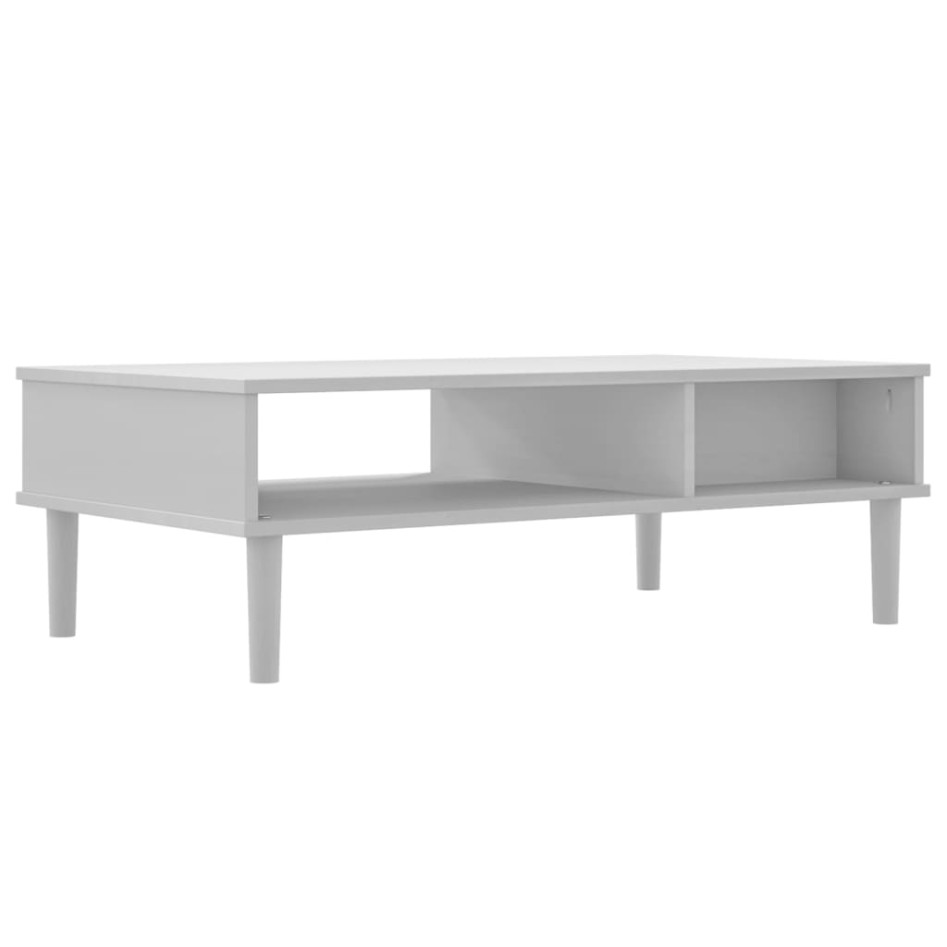 Mesa de centro SENJA aspecto ratán madera blanco 100x55x33