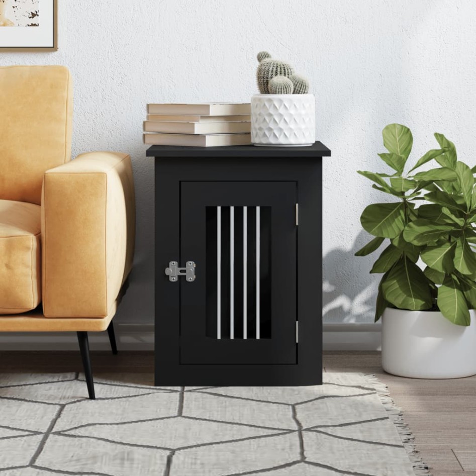 Jaula para perros madera de ingeniería negro 45x62x59