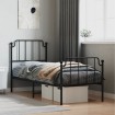 Estructura cama sin colchón con estribo metal negro 75x190 cm