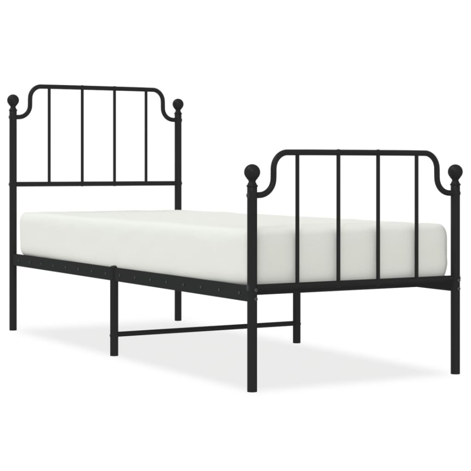 Estructura cama sin colchón con estribo metal negro 75x190