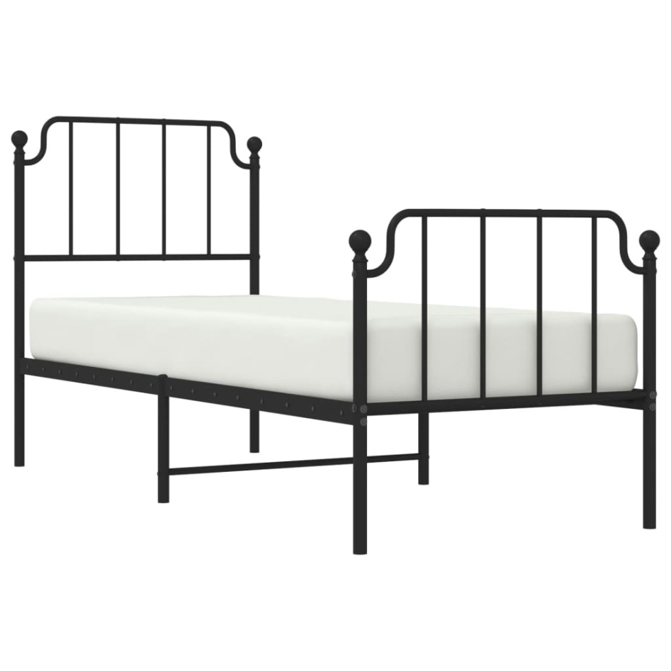 Estructura cama sin colchón con estribo metal negro 75x190