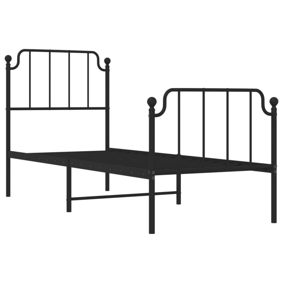 Estructura cama sin colchón con estribo metal negro 75x190