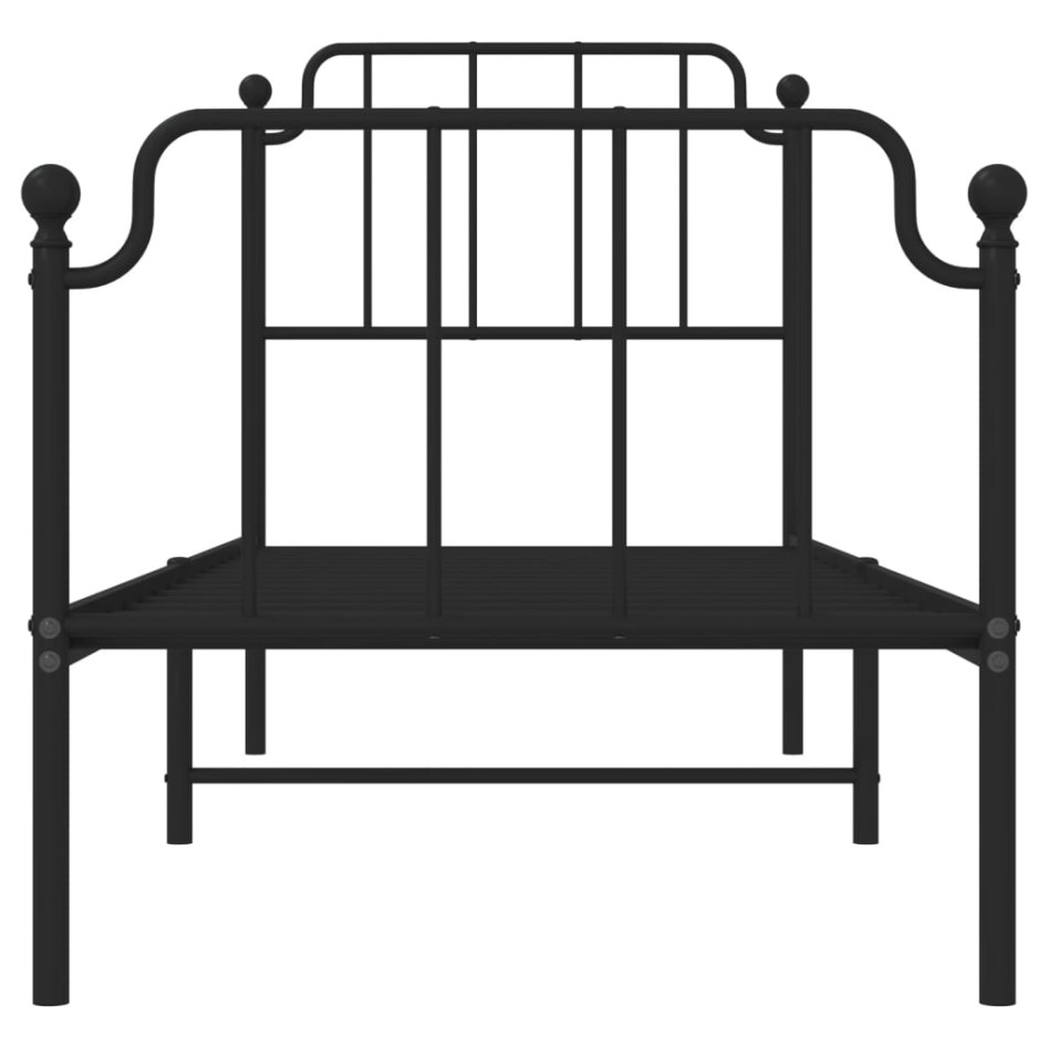 Estructura cama sin colchón con estribo metal negro 75x190