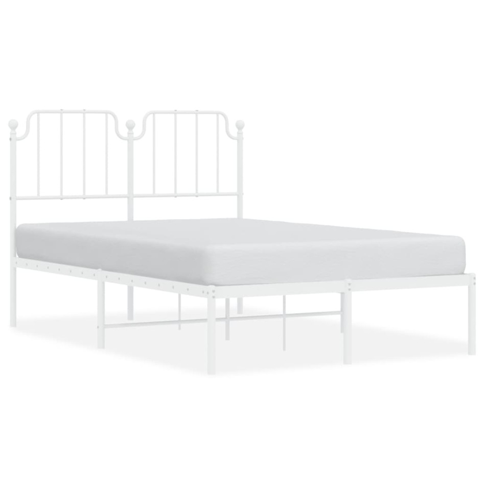Estructura cama sin colchón con cabecero metal blanco