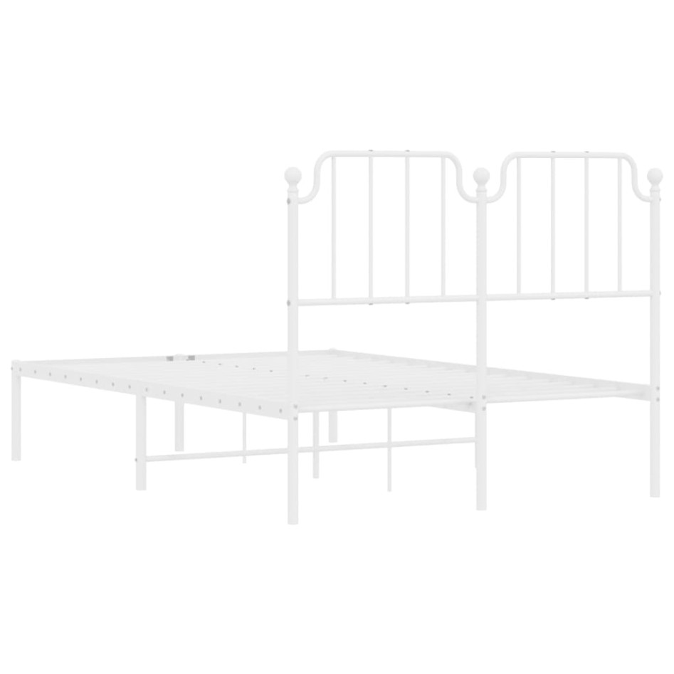 Estructura cama sin colchón con cabecero metal blanco